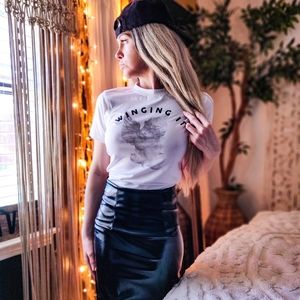 MISSGUIDED "Winging It" Crop Top Tee